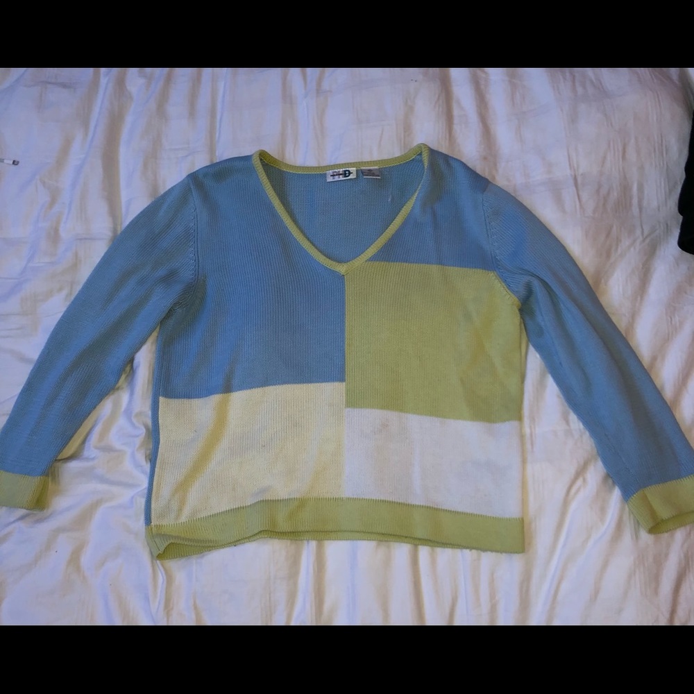 Vintage colour block knit sweater, xl.